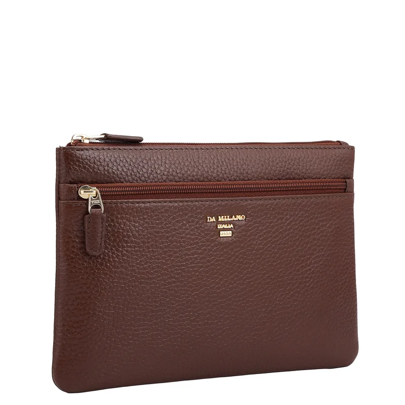 دا ميلانو Wax Leather Multi Pouch - Espresso